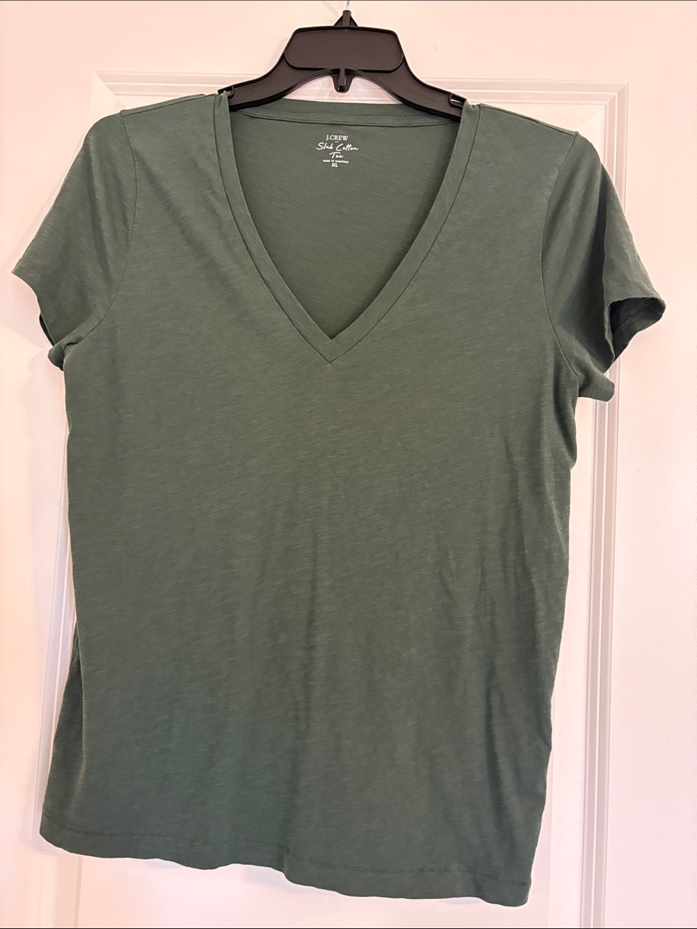 J Crew Slub Cotton Tee Dark Green Size XL